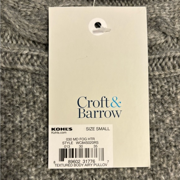 NWT! New Croft and Barrow Gray Sweater Size S - Picture 4 of 9